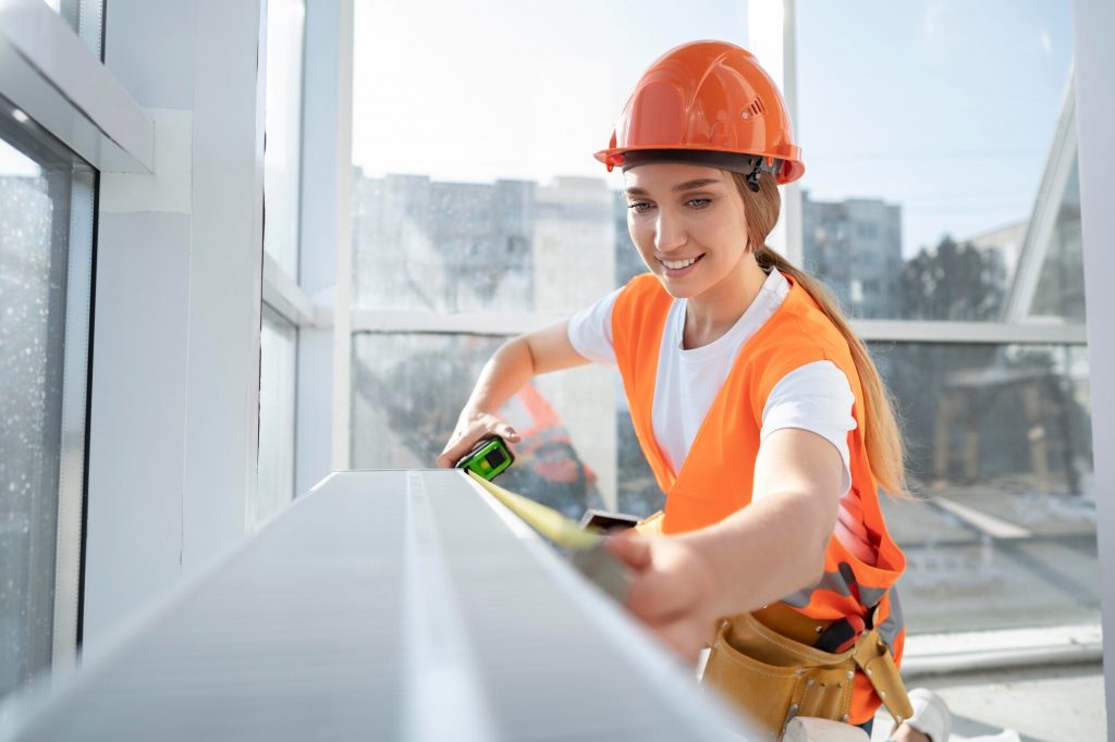 Woman construction worker on site
